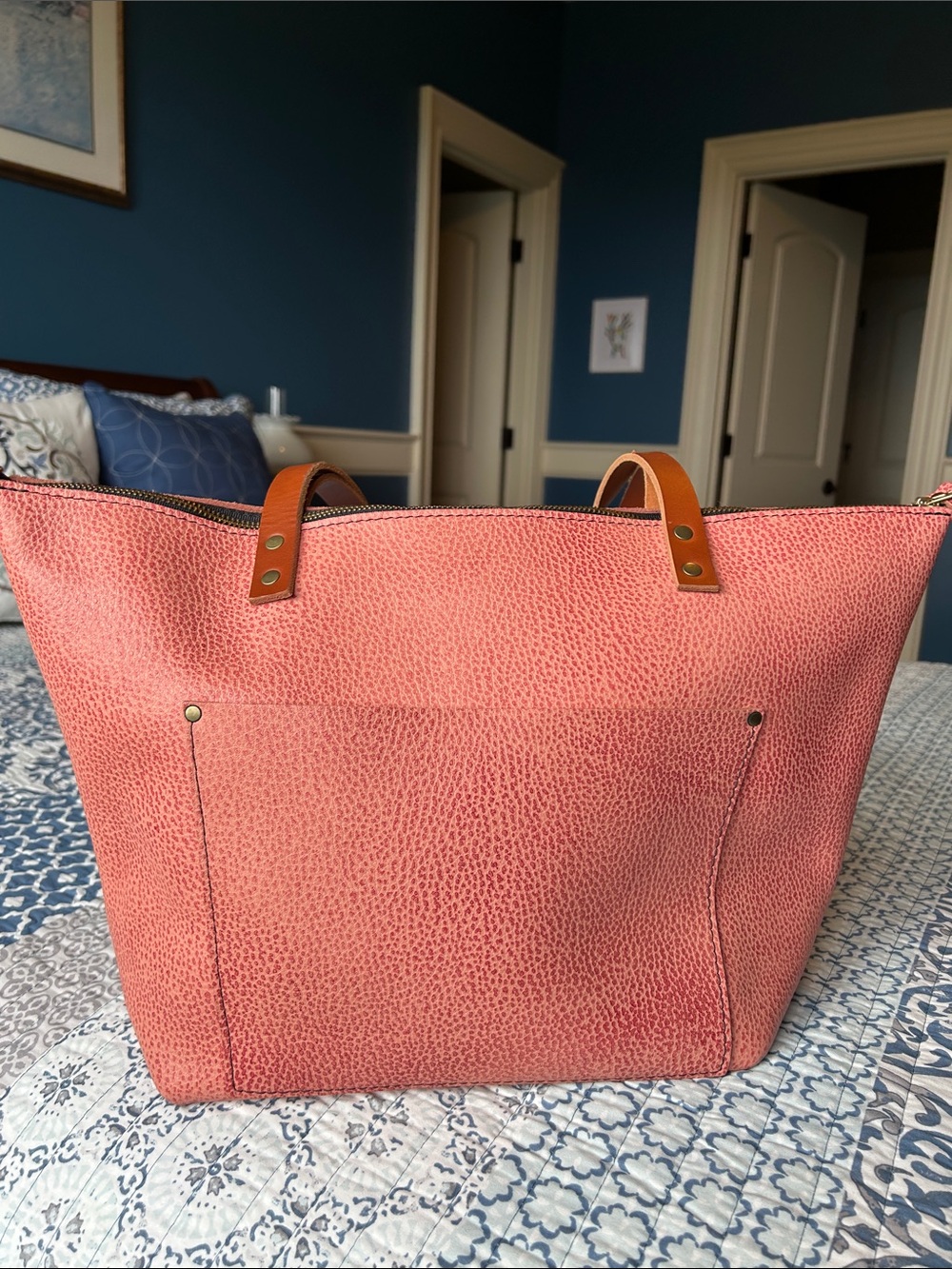 Portland Leather Goods Large Zip Tote, Flamingo